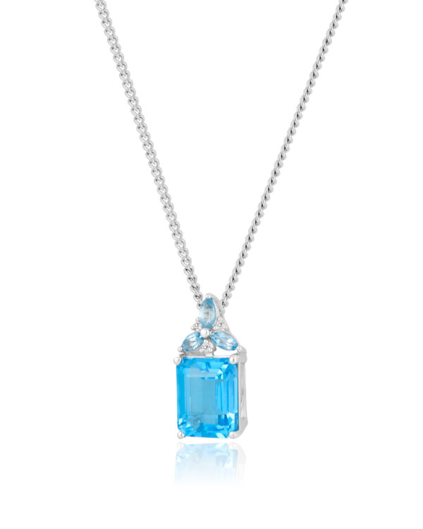 9KW SWISS BLUE TOPAZ & BAIL BLUE TOPAZ + DIAMOND  PENDANT