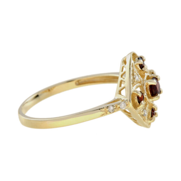 RING 9KY GARNET WITH DIAMONDS - Image 3
