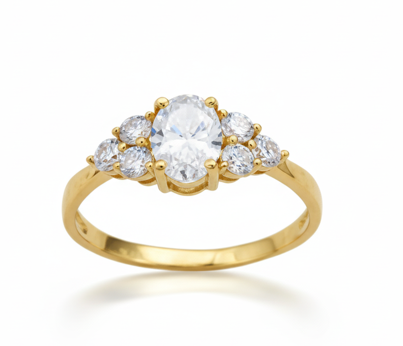 RING 9KY OVAL LAB GROWN 7RDI=1.12CT