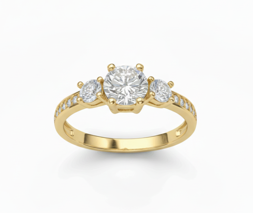 RING 9KY LAB GROWN DIAMOND TRILOGY TDW=1.37CT