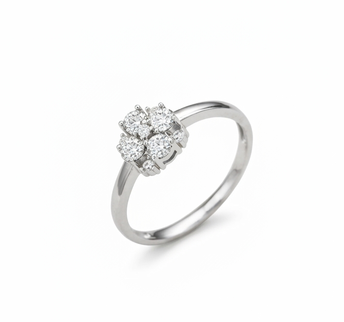 RING 9KW MIA OVAL LAB DIA FLOWER CLUSTER TDW=0.47CT