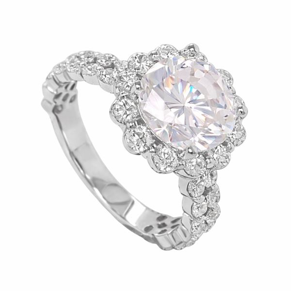 RING 14KW HALO CROWN SETTING WITH DOUBLE ROW SIDES TDW=3.50CT