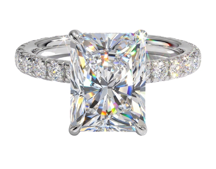 RING 14KW RADIANT CUT WITH SIDE DIAMONDS TDW=4.03CT - Image 3